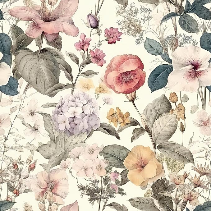 Jeweluck Floral Wallpaper Peel and Stick Vintage Floral Contact Paper Peel and by Jeweluck