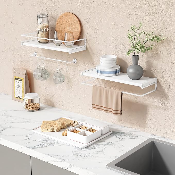 Forbena Bathroom Shelves for Wall Set of 2, Small Wall Mount Bookshelf and Toy - Image 6