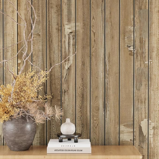 VEELIKE Weathered Wood Slat Wall Panels Peel and Stick Reclaimed Wood Grain - Image 2