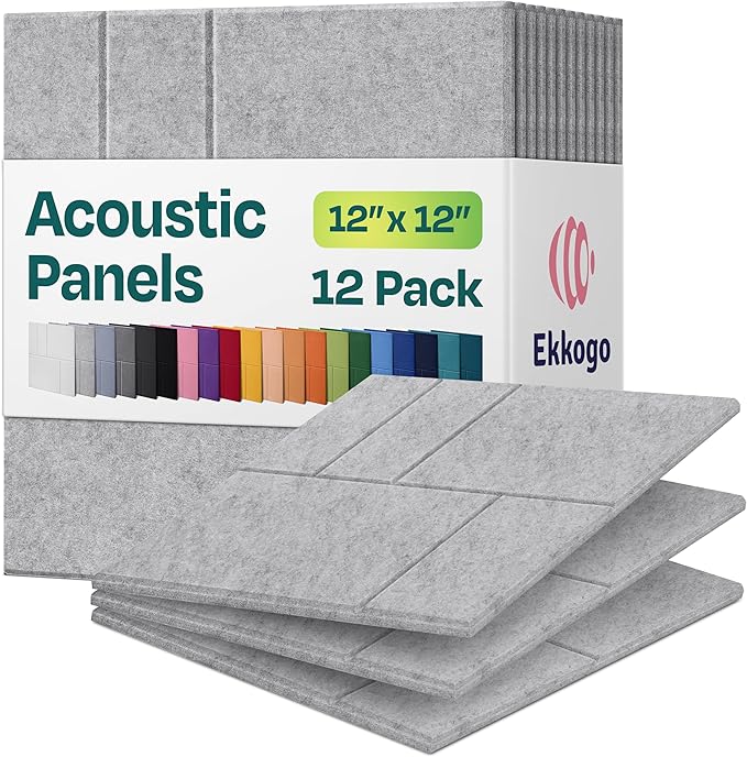 Acoustic Panels 12-Pack Soundproof Wall Panels 12"x12"x0.4" Decorative Sound by EkkogoAcousticPanels
