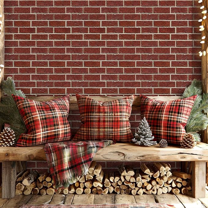 COMSTICKC 3D Faux Red Brick Wall Panels Peel and Stick Wall Sticker, Small Size - Image 2
