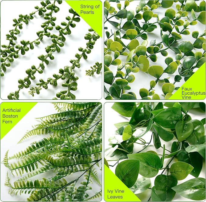 Sggvecsy Fake Hanging Plants 4 Pack Artificial Hanging Plants Fake Potted - Image 6