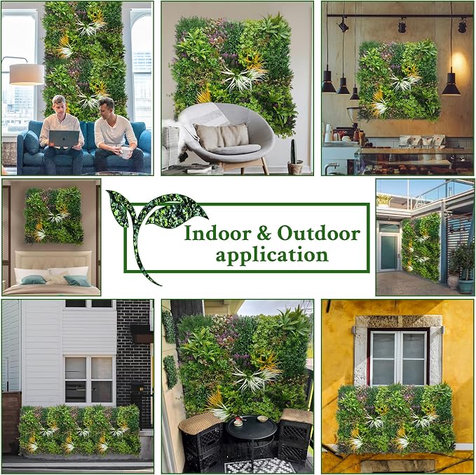 ODTORY Artificial Greenery Grass Wall Panels: 20''x 20'' 16P UV-Anti Faux Ivy - Image 6