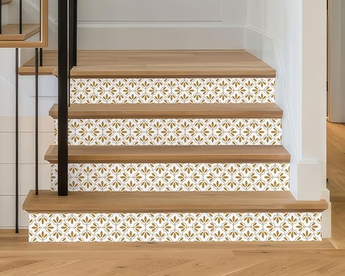 FLFK Wallpaper Border Gold and White Patterns Peel and Stick Wall Border Self - Image 3