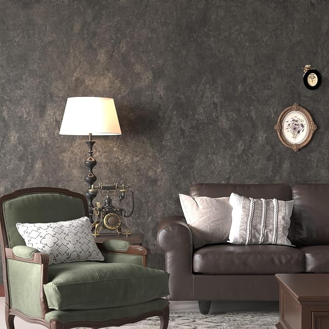 3yecao 48"×197" Big Roll Long Size Dark Brown Tan Grey Concrete Wallpaper Peel - Image 5