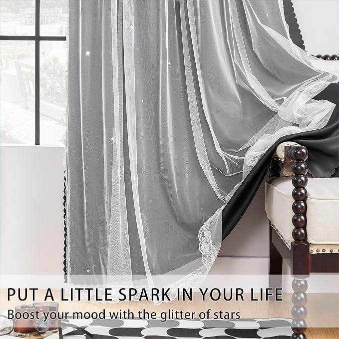 XiDi Grommet Blackout Curtains for Bedroom & Living Room, Unicorn Pattern - Image 2
