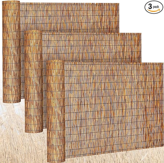 Barydat 3 Pcs 5 x 16.4 ft Reed Fence Roll, 85% Shade Bamboo Privacy Screen by home