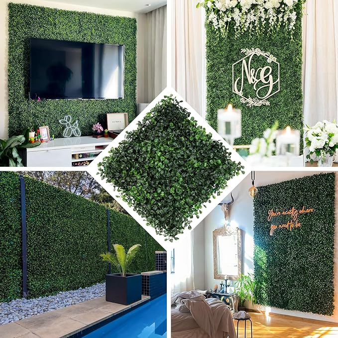 Grass Wall 12 Pack 10"x10" Artificial Boxwood Hedge Wall Panels, Privacy Hedge - Image 6