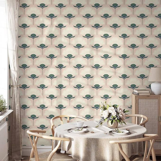 CiCiwind 17.3"×197" Pink Peel and Stick Wallpaper Floral Wall Paper Removable - Image 7