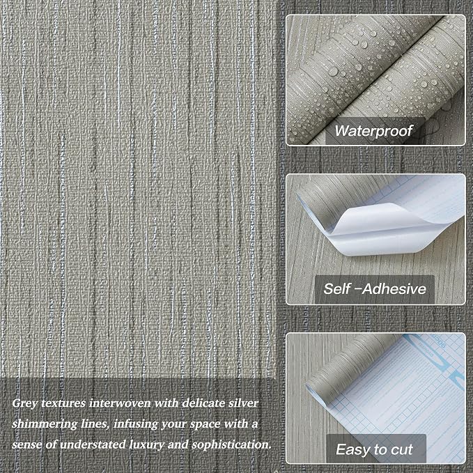 Grey Grasscloth Wallpaper Peel and Stick Textured Wallpaper - Image 2