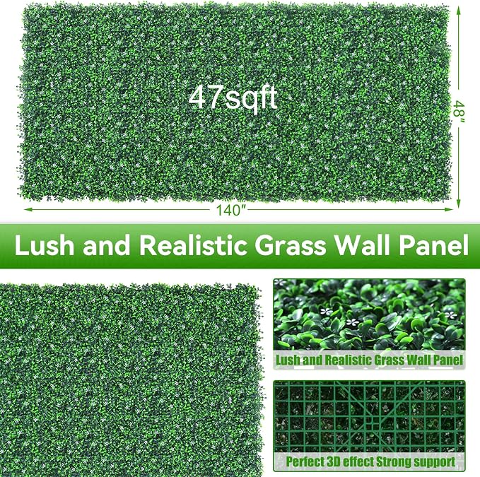 EverNture 48"x140" Grass Wall Panels, Artificial Grass Backdrop, Fake Greenery - Image 2