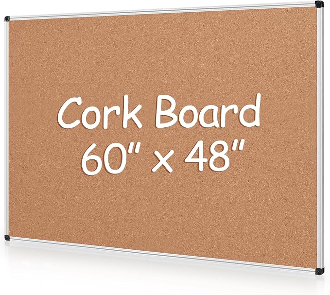 Extra Large Cork Bulletin Board 60" X 48", Wall Mounted Notice Pin Board by Justdowhatyouwanttodo