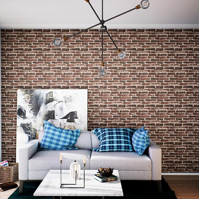 40 PCS 3D Wall Panels Peel and Stick Faux Foam 11.8"*11.8" Red Brick Color - Image 7