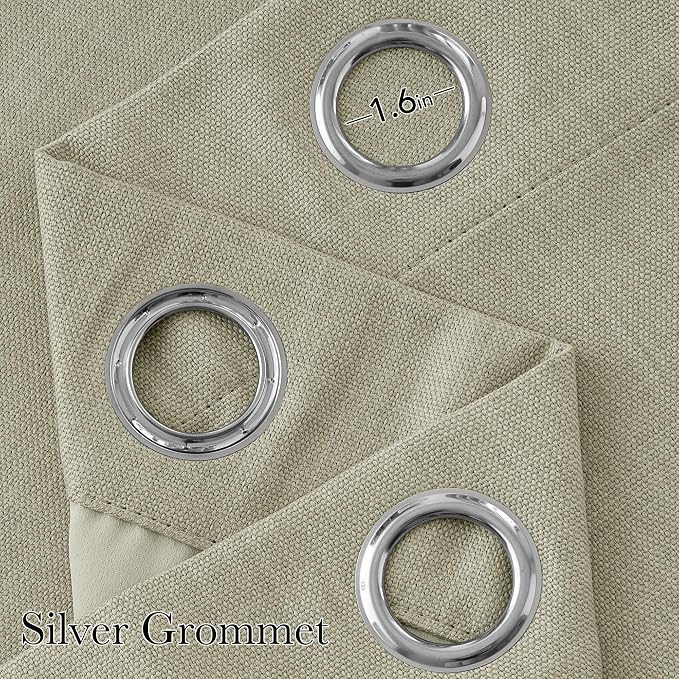 NICETOWN Short Faux Linen Beige Blackout Curtains 63 inches Long - Image 2