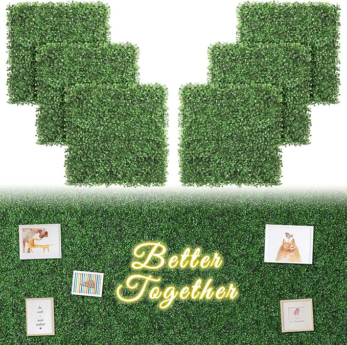 Luyue 6PCS 20”×20” Boxwood Panels, Artificial Grass Wall Panels Fake Greenery by Luyue