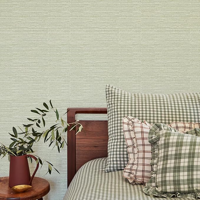 Simon&Siff Textured Grasscloth Peel and Stick Wallpaper 17.7"x118" Neutral Faux - Image 3