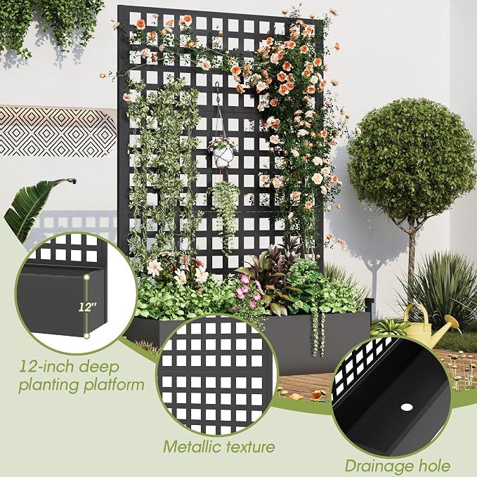 Metal Planter Box with Trellis, Planter Box Trellis with Privacy Screen and - Image 4