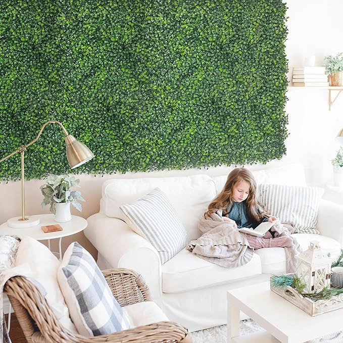 Artificial Boxwood Panels: 20"x 20" 4-Layer Leaf UV-Protected Grass Wall - Image 2