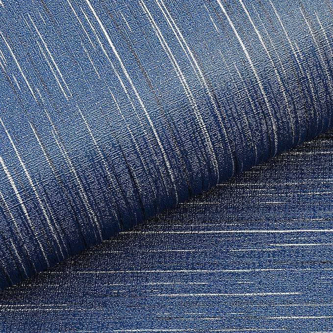 Livelynine Blue Grasscloth Peel and Stick Wallpaper Textured Prepasted Navy - Image 5