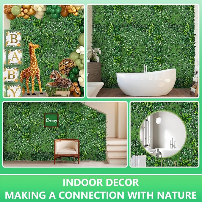 Grooy Grass Wall, Artificial Boxwood Panels 20"x20", Privacy Hedge Fence Screen - Image 5