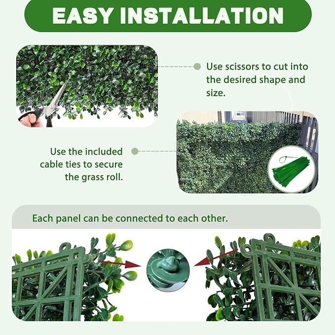 ODTORY Artificial Grass Wall Panels, 24 x 16 in 24P UV-Resistant Faux Boxwood - Image 3