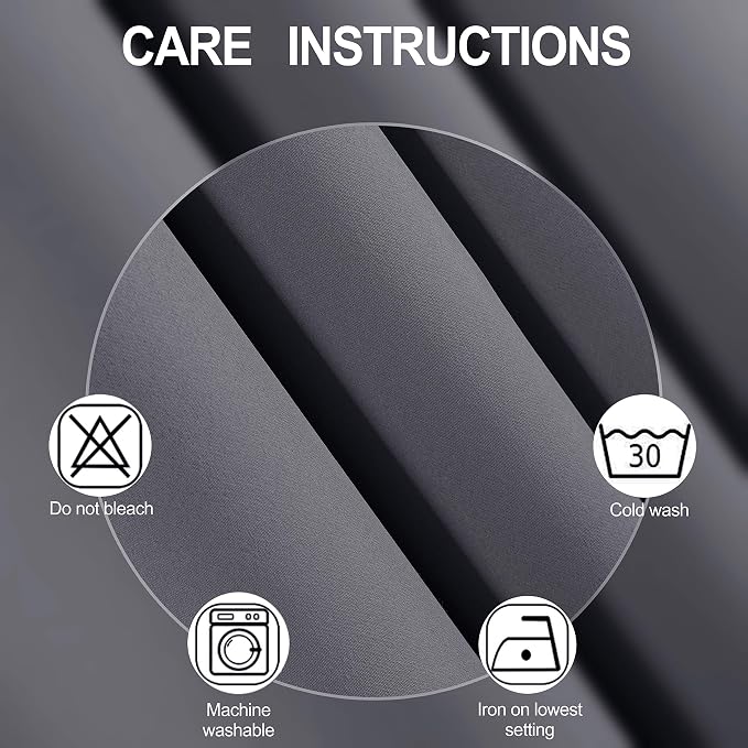 LEMOMO Grey Blackout Curtains 66 x 63 Inch Length/Set of 2 Curtain - Image 4