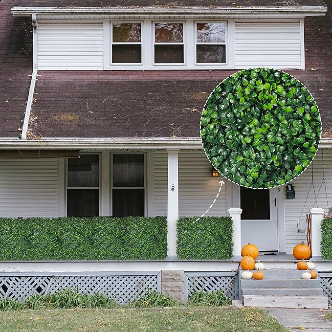 Artificial Ivy Privacy Fence Screen: 120"x 40" UV-Anti Faux Boxwood Roll Grass - Image 5