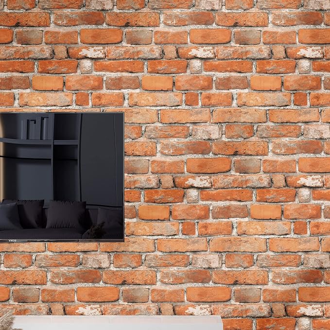 Faux Brick Peel and Stick Wallpaper 17.7" x 393" Contact Paper - Image 5