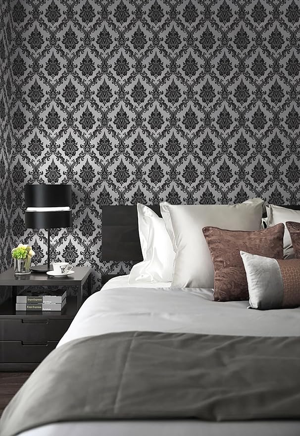 17.7" x118" Peel and Stick Wallpaper Black Wall Paper - Image 4