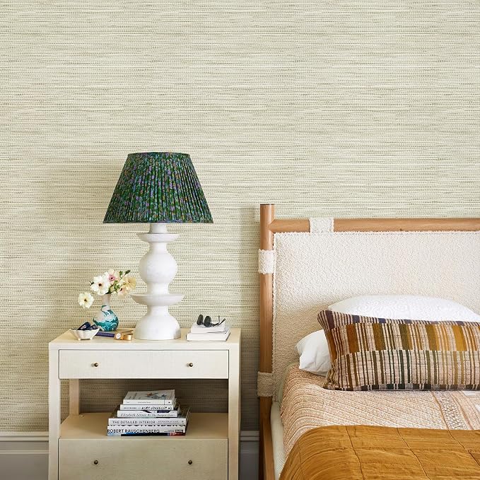 JiffDiff Grasscloth Wallpaper Peel and Stick Cream Grassweave Stick on - Image 5