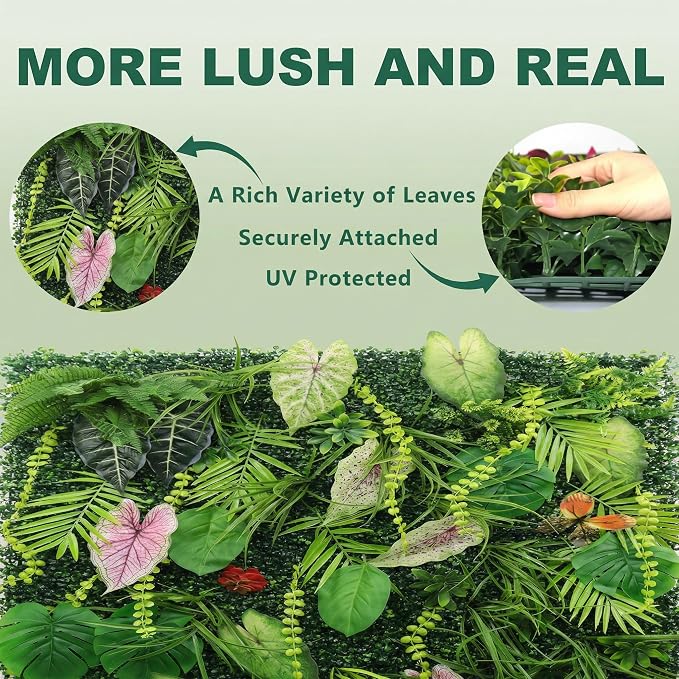 Artificial Grass Wall Panels, UV-Anti Fake Greenery Plant Boxwood Panels - Image 6