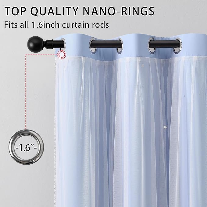 XiDi Blue Curtains for Bedroom, Girls Room Blackout Curtains, Kids Room - Image 2