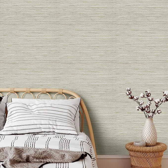 Rugreat Textured Grasscloth Wallpaper Peel and Stick 240inL 17.3inW Beige - Image 7