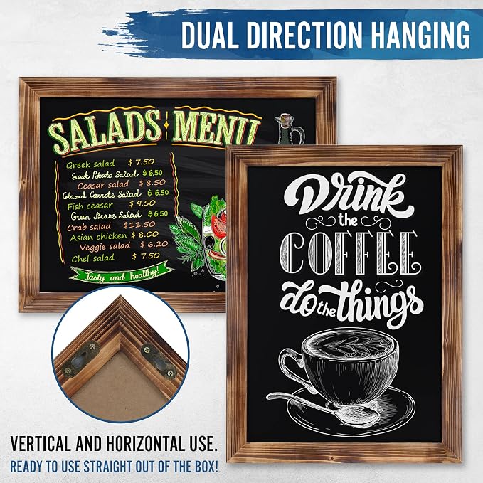 HBCY Creations 18" x 24" Torched Brown Solid Wood Frame Wall Chalkboard - Image 3