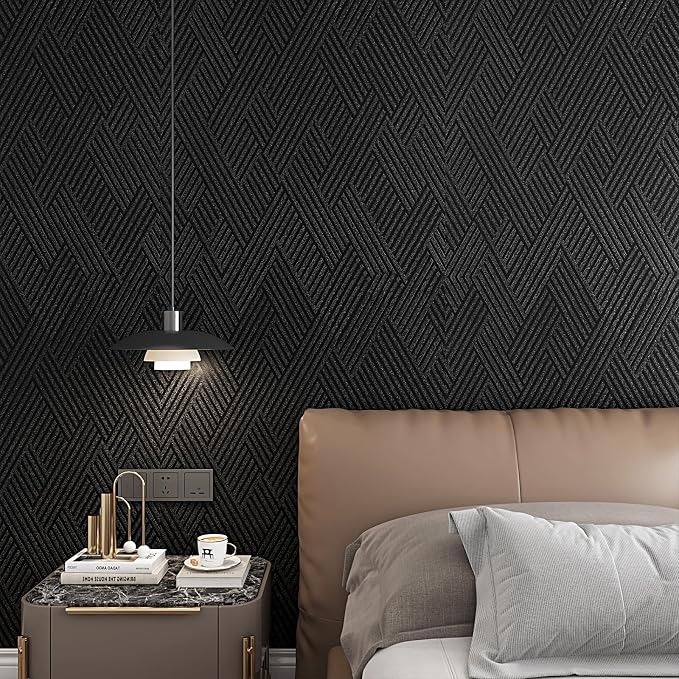 Decotalk Black Textured Wallpaper Textured Wall Paper - Image 2