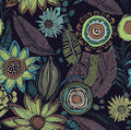 Vintage Boho Wallpaper Peel and Stick, Dark Purple/Green Gothic Floral Contact by Laatse