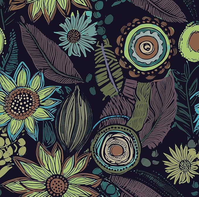 Vintage Boho Wallpaper Peel and Stick, Gothic Floral Contact Paper, Retro by Laatse