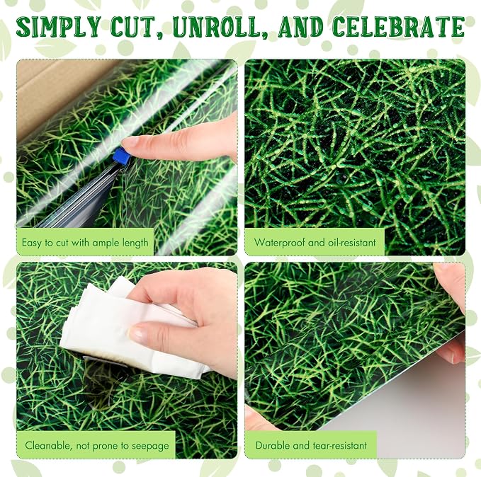 Kochorie 54 Inch x 100 Ft Grass Plastic Table Cloth Roll Disposable Waterproof - Image 3
