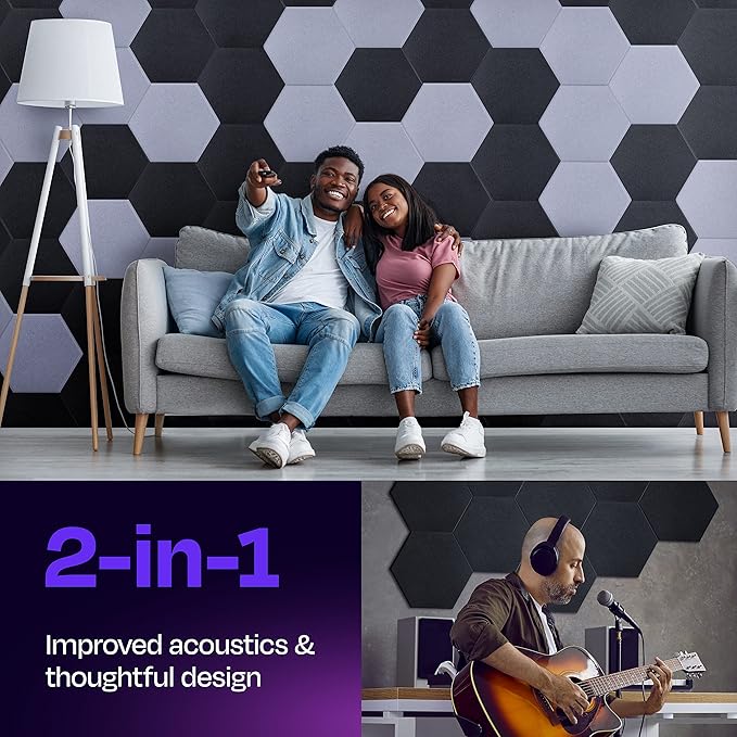 Acoustic Panels 12-Pack Soundproof Wall Panels 14"X12.1"X0.4" Sound Panels High - Image 2