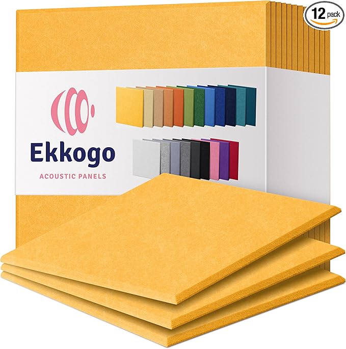 Acoustic Panels 12-Pack Soundproof Wall Panels 12"X12"X0.4" Sound Panels High by EkkogoAcousticPanels