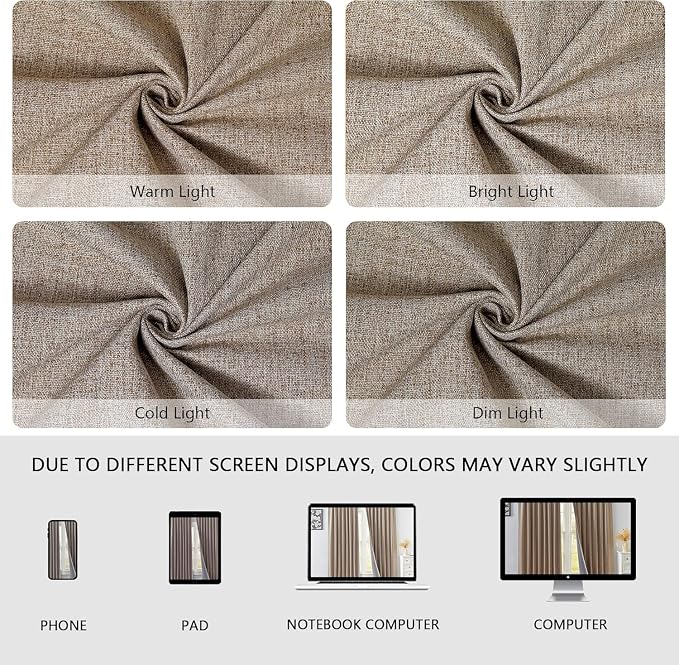 IGEMAEVE Linen Blackout Curtains 84 Inch Length 2 Panels Set, 100% Black Out - Image 5