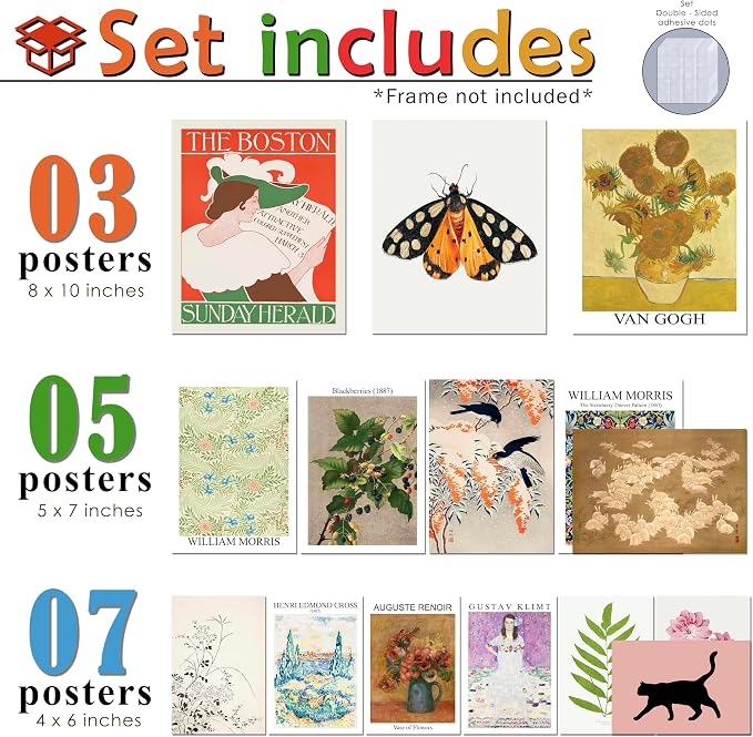 LANCHI95 15PCS Vintage Wall Art Prints, Eclectic Wall Prints - Image 2