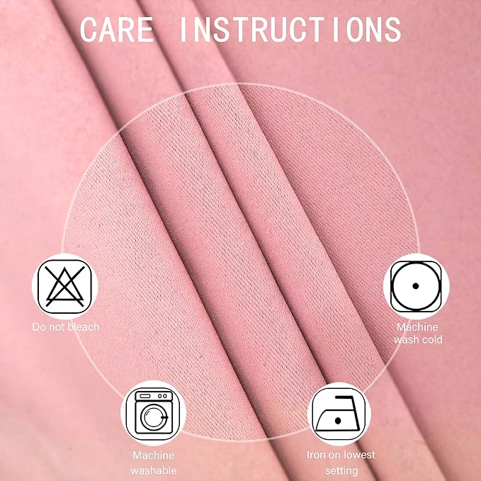 LEMOMO Pink Blackout Curtains/52 x 45 Inch Length Kids Curtains/Set of 2 Panels - Image 4