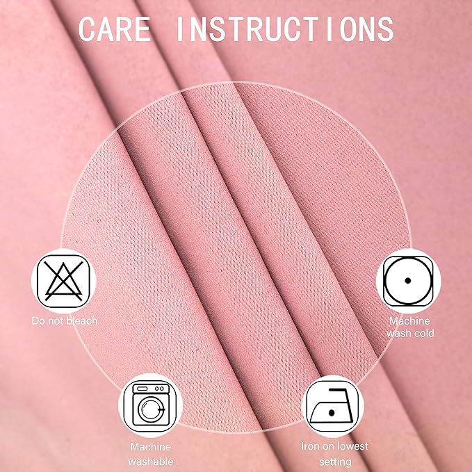 LEMOMO Pink Blackout Curtains 66 x 63 Inch Length/Set of 2 Curtain - Image 4