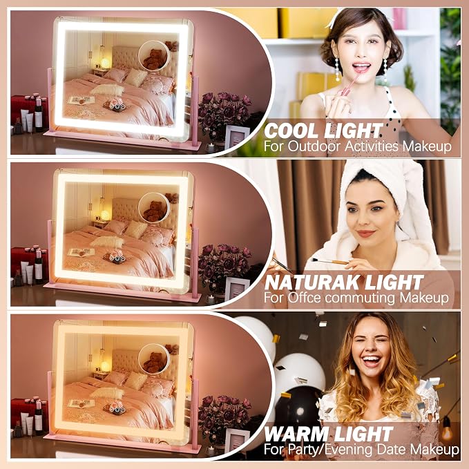 FENNIO Vanity Mirror with Lights 22''x17'' Makeup Mirror, Vanity Mirror Touch - Image 2