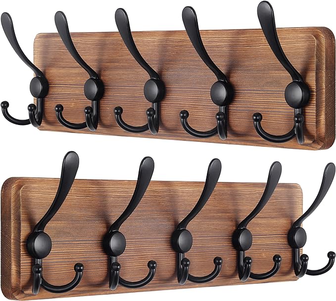 SKOLOO Rustic Wall Mounted Coat Rack: 16" Stud Spacing, Pine Real Wood Plank by SKOLOO