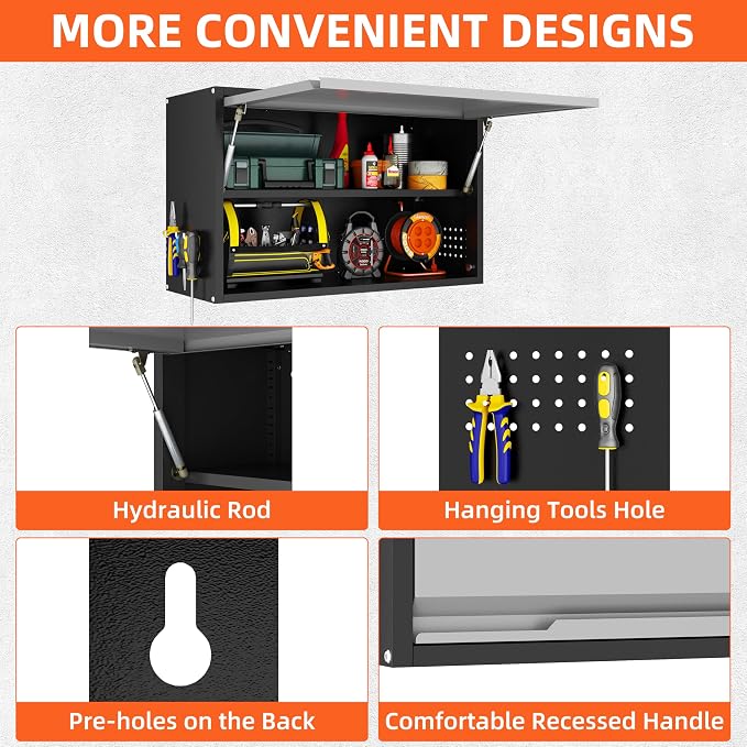 Garage Wall Cabinet, Floating Metal Wall Cabinet - Image 7