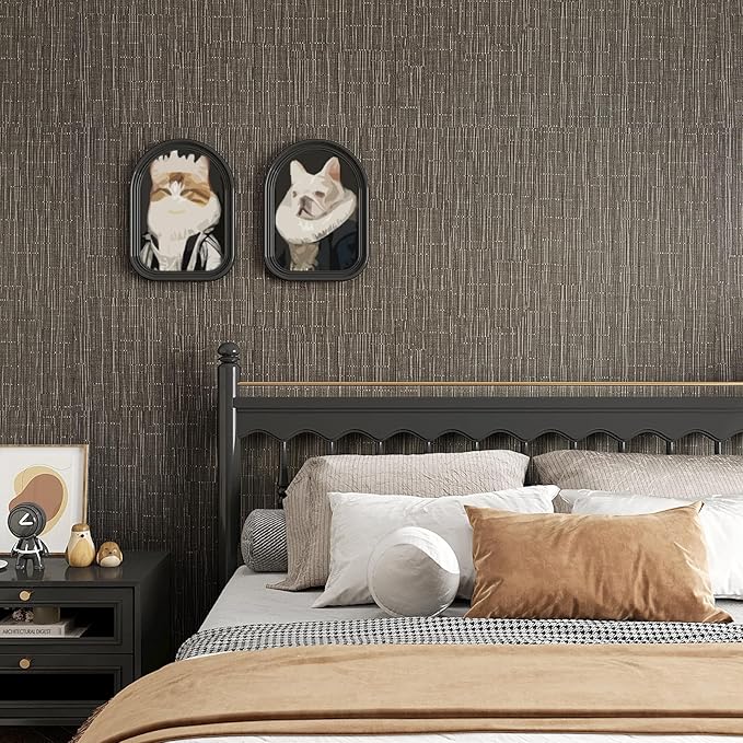 VEELIKE Truffle Brown Grasscloth Peel and Stick Wallpaper Faux Woven Grasscloth - Image 2