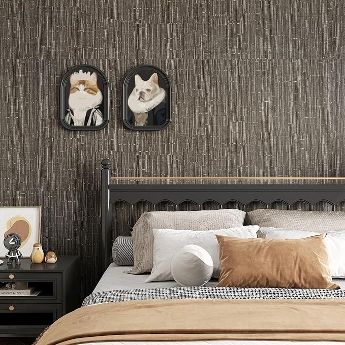 VEELIKE Truffle Brown Grasscloth Wallpaper Peel and Stick Grass Cloth Vinyl - Image 4