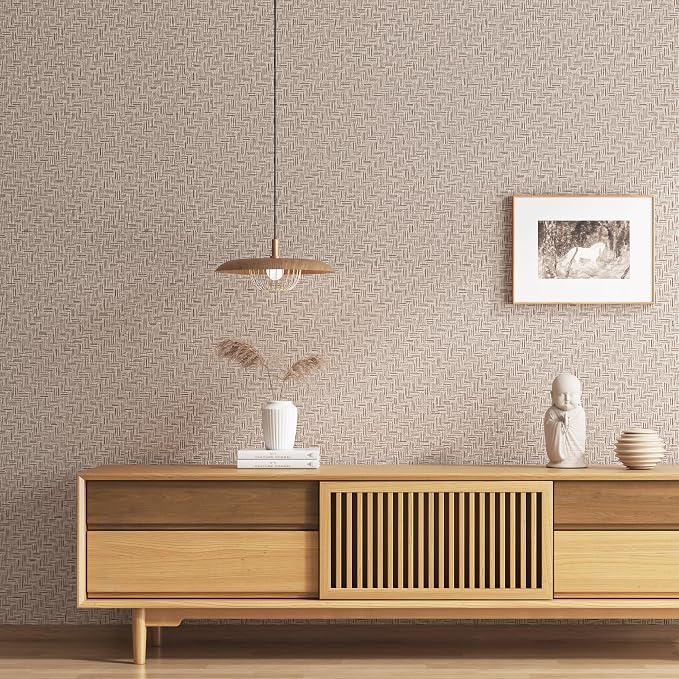 Haimin Fabric Wallpaper Textured Contact Paper Grasscloth Wallpaper Peel and - Image 3